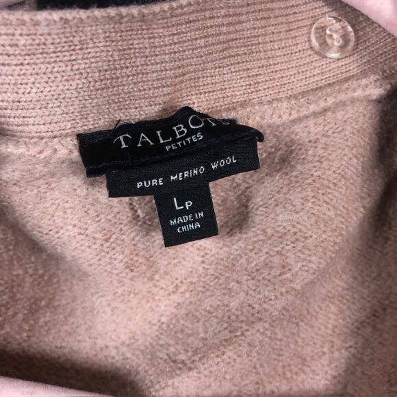 Talbots Womens Sweater Tan Cardigan Open Front Pure Merino Wool Large Petite - Picture 6 of 12